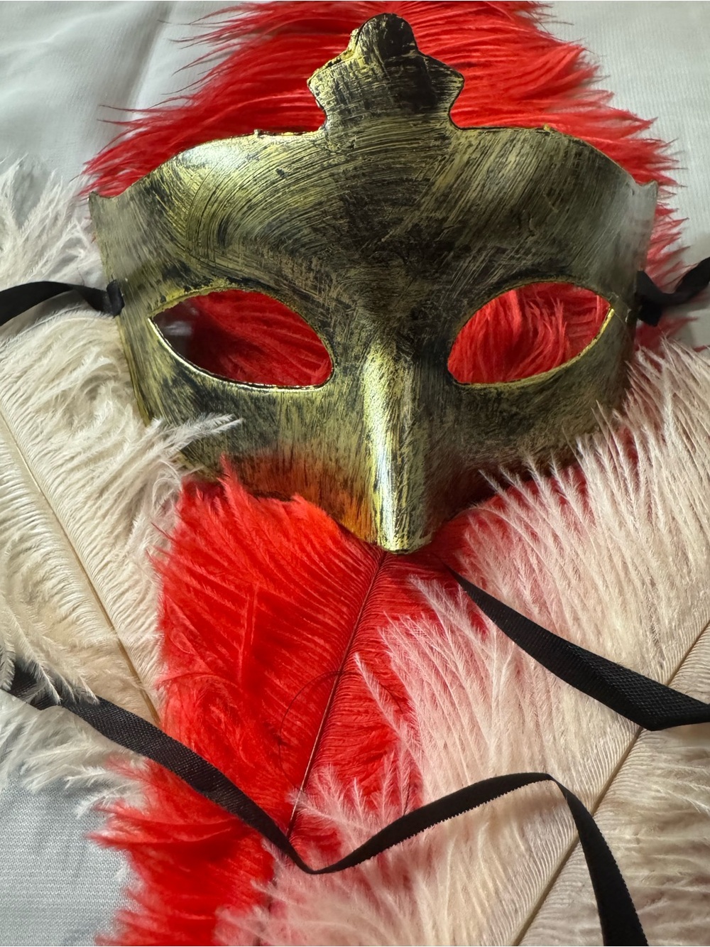 Gold Venetian plastic Mask ideal for masquerade ball, Halloween, costume party.